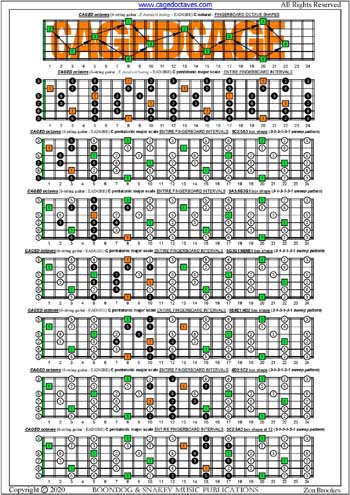 CAGED octaves C pentatonic major scale 313131 sweep patterns : entire fretboard intervals